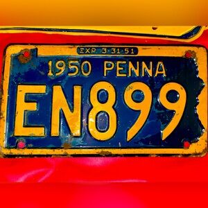 Pennsylvania Vintage 1950 License Plate. EN899